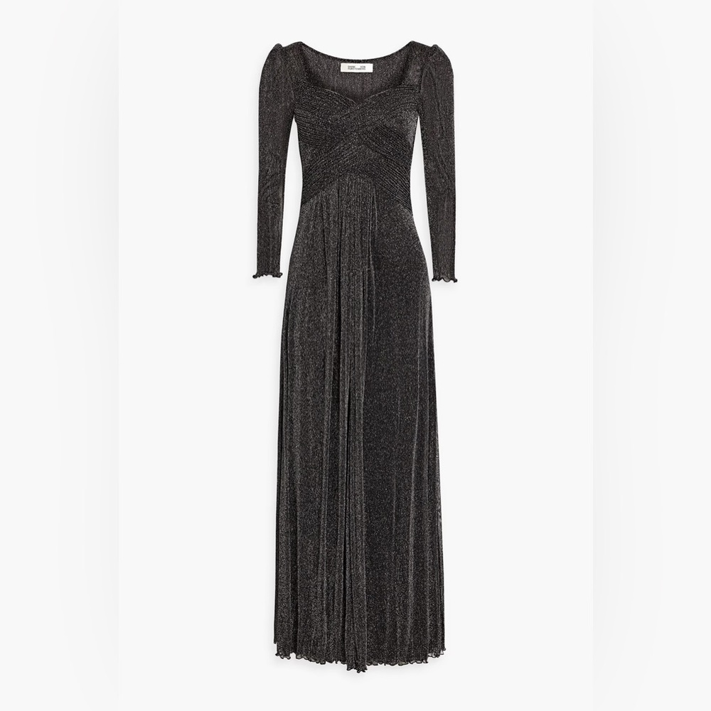 Diane Von Furstenberg Shimmering Black Gael Evening Dress